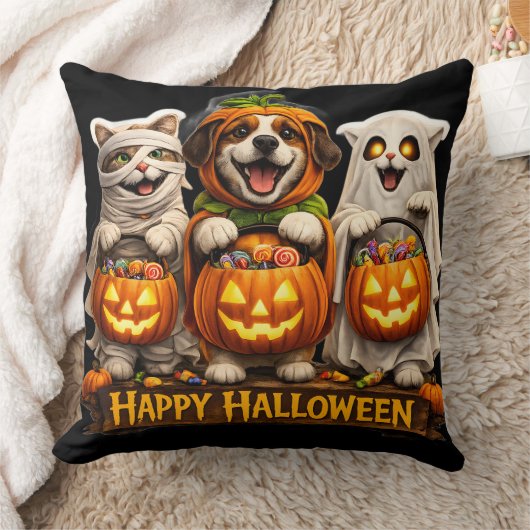 Süßes oder Saures Trio whimsical frohe Halloween-D Kissen (Decke)