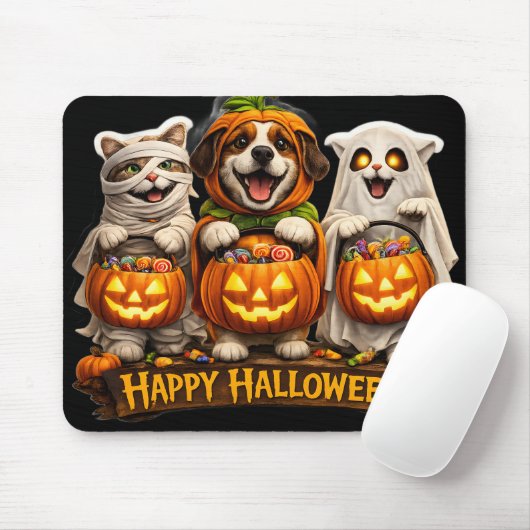 Süßes-oder-Saures-Trio whimsical frohes Halloween- Mousepad (Mit Mouse)