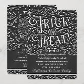 Süßes oder Saures Vintage-Kreide-Halloweenparty Einladung (Vorne/Hinten)