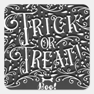 Süßes oder Saures Vintage-Kreideknochen Halloween- Quadratischer Aufkleber