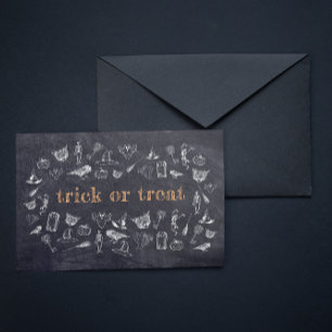 Süßes oder Saures Vintage-Kreidetafel Halloween Postkarte