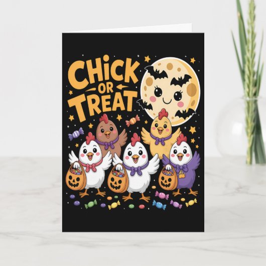 Süßes oder Sauses Halloween Mond Huhn Spaß Karte (Vorderseite)