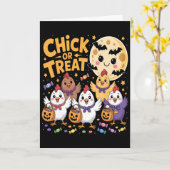 Süßes oder Sauses Halloween Mond Huhn Spaß Karte (Gelbe Blume)