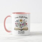 Süßes offenes Buch Blumen Kollege Ruhestand indivi Tasse (Links)