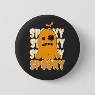 Süßes orange Geister-Spooky-Season-Halloween-Desig Button