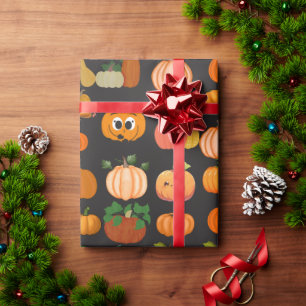Süßes orange Kürbismuster-Geschenkpapier Geschenkpapier