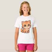 Süßes Orange Tabby Kätzchen Basic Mädchen T-Shirt (Vorne ganz)