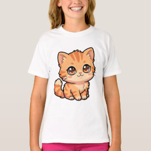 Süßes Orange Tabby Kätzchen Basic Mädchen T-Shirt