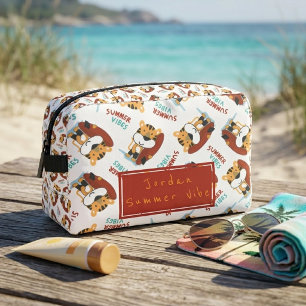 Süßes Orange-Tiger-Muster mit individuellem Monogr Waschbeutel