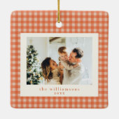 Süßes orangefarbenes Gingham-Karo-Design mit indiv Keramikornament (Rückseite)
