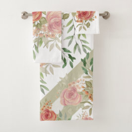 Süßes Orangefarbenes Licht und blütige Rose Wasser Badhandtuch Set