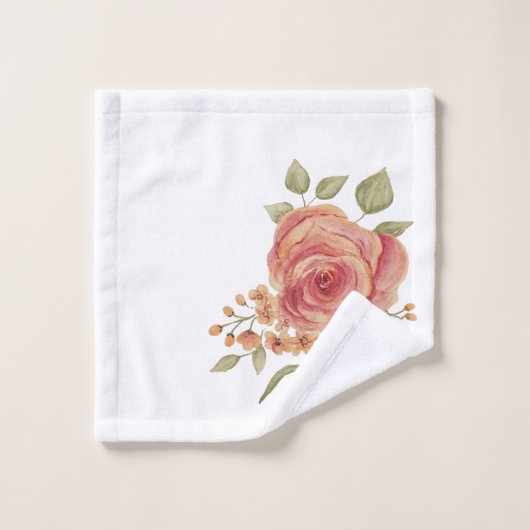 Süßes Orangefarbenes Licht und blütige Rose Wasser Badhandtuch Set (Waschlappen)