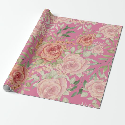 Süßes Orangefarbenes Licht und blütige Rose Wasser Geschenkpapier (Ungerollt)