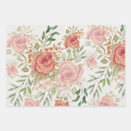 Süßes Orangefarbenes Licht und blütige Rose Wasser Geschenkpapier Set (Vorderseite 2)