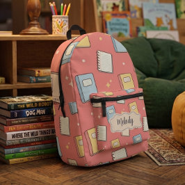Süßes orangefarbenes Zurück-in-die-Schule-Buchmust Bedruckter Rucksack