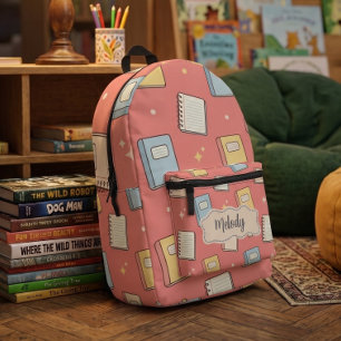 Süßes orangefarbenes Zurück-in-die-Schule-Buchmust Bedruckter Rucksack