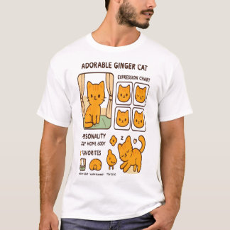 Süßes Orangenkatze-Ausdruck-Chart-T-Shirt T-Shirt