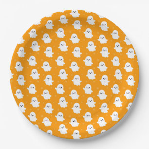 Süßes Oranges Geister-Muster – Halloween-Design Pappteller