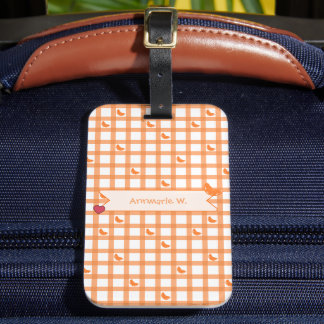 Süßes oranges Gingham Gepäckanhänger