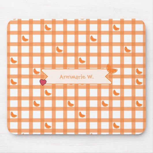 Süßes oranges Gingham Mousepad (Vorne)