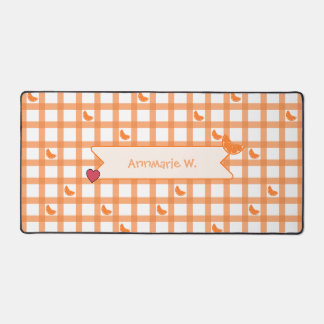 Süßes oranges Gingham Schreibtischunterlage
