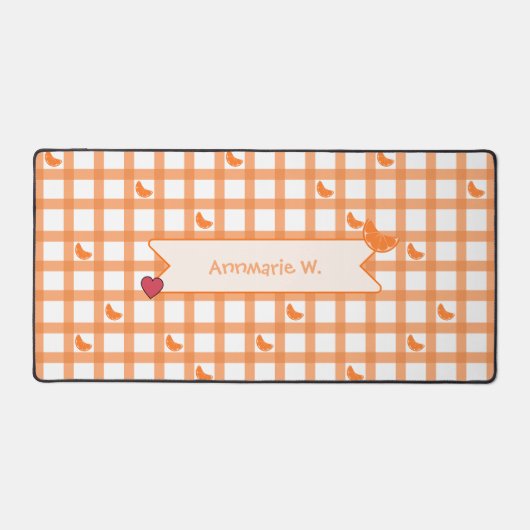 Süßes oranges Gingham Schreibtischunterlage (Vorderseite)