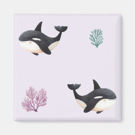 Süßes Orca-Wal-Muster Ozean Meer Leben Kinderzimme Magnet