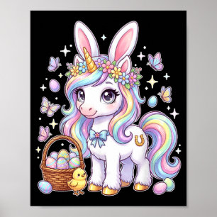 Süßes Oster-Einhorn-Hasen-Fantasie-Ostereiersuche Poster