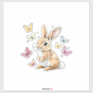 Süßes Osterhase Kaninchen Schmetterling T-Shirt Aufkleber
