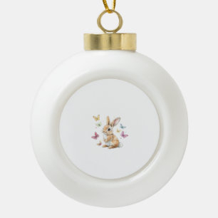 Süßes Osterhase Kaninchen Schmetterling T-Shirt Keramik Kugel-Ornament