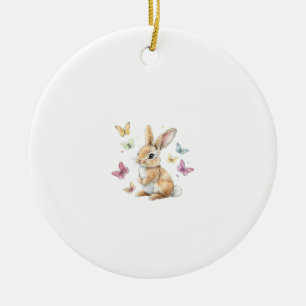 Süßes Osterhase Kaninchen Schmetterling T-Shirt Keramik Ornament