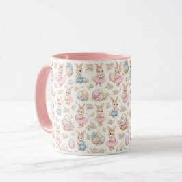 Süßes Osterhasen-Blumenmuster - Pastell-Frühling Tasse