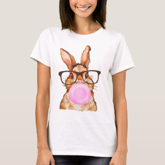 Süßes Osterhasen-Grafikprint Weiß T-Shirt
