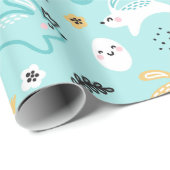 Süßes Osterhasen-Muster Kawaii Kaninchen Eier Geschenkpapier (Rolleneckpunkt)
