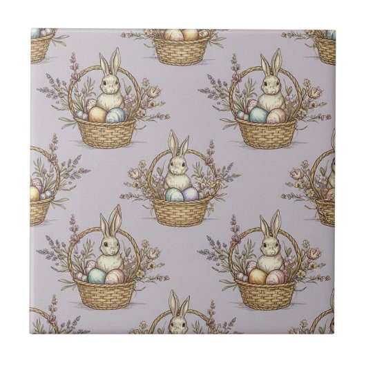 Süßes Osterhasen-Pastell-Frühlingsmuster Fliese (Vorderseite)