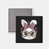 Süßes Osterhasengesicht Leopard Bogen Sonnenbrille Magnet (Vorderseite/Rückseite)