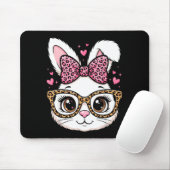 Süßes Osterhasengesicht Leopard Bogen Sonnenbrille Mousepad (Mit Mouse)