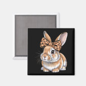 Süßes Osterhasengesicht Schleife Leopard Kaninchen Magnet (Vorderseite/Rückseite)