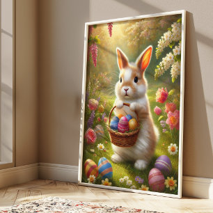 Süßes Osterhasenposter Frühlingshasen-Wandkunst Poster
