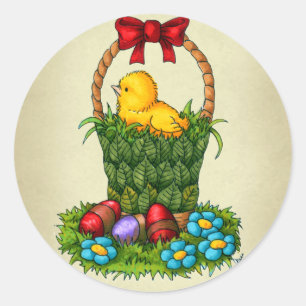 Süßes Osterhuhn Runder Aufkleber