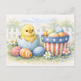Süßes Osterküken im Ei Aquarell Postkarte