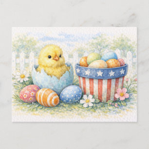 Süßes Osterküken im Ei Aquarell Postkarte