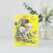 Süßes Osterlamm Postkarte (Stehend Vorderseite)