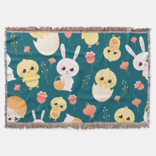 Süßes Ostern-Hühner & -Hasen Nahtloses Muster Decke