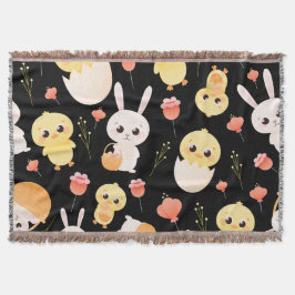 Süßes Ostern-Küken & -Hasen Nahtloses Muster Decke