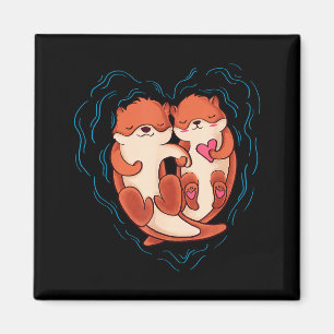 Süßes Otter Valentinstag T-Shirt Liebe Otter halte Magnet