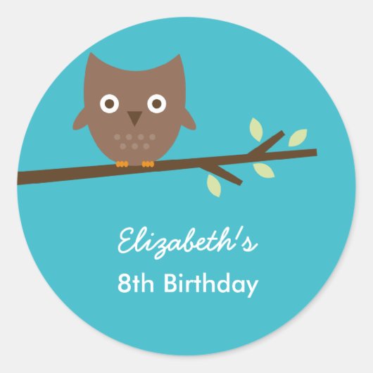 Süßes Owl Gefallen Aufkleber (Türkis) (Vorderseite)