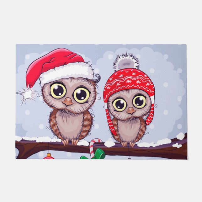 Süßes Owl zu Weihnachten Fußmatte (Vorderseite)