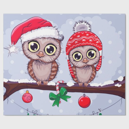 Süßes Owl zu Weihnachten Geschenkpapier (Flach)