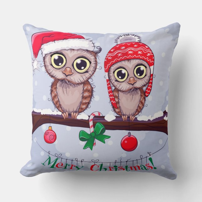 Süßes Owl zu Weihnachten Kissen (Vorderseite)